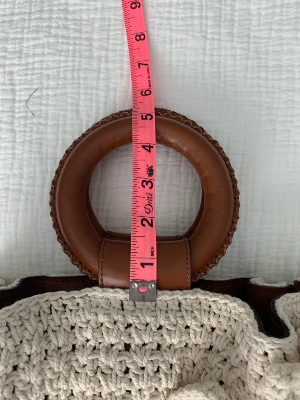 Patricia Nash Cream Crochet Tote with Brown Round Handles - Picture 5 of 9
